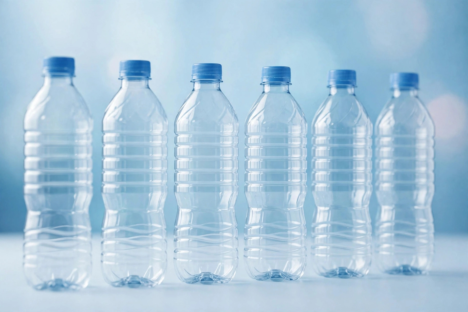 Botellas de agua embotellada de plástico con microplásticos